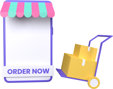 3D Rendering E-Commerce Concept With Mobile Store